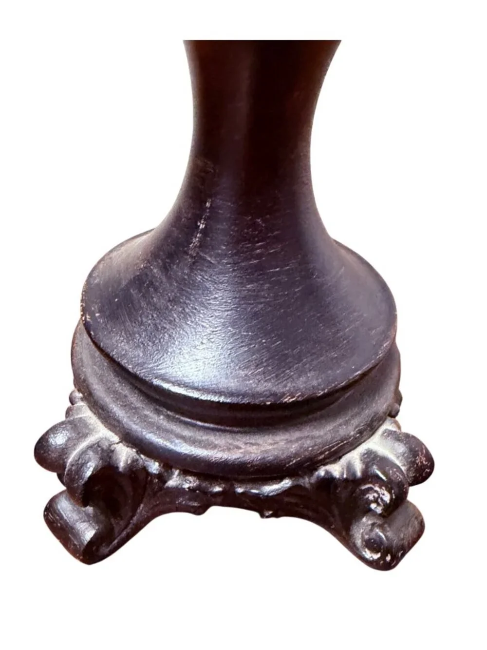 Vintage like Tall Crackle Glass Hurricane Candle Holder Pedestal Urn